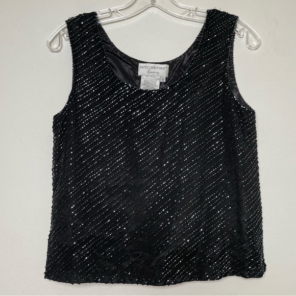 PAPELL BOUTIQUE Evening Adrianna Papell Beaded silk sleeveless top elegant S - Picture 4 of 11